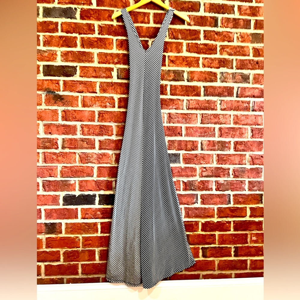 Black and white striped maxi dress